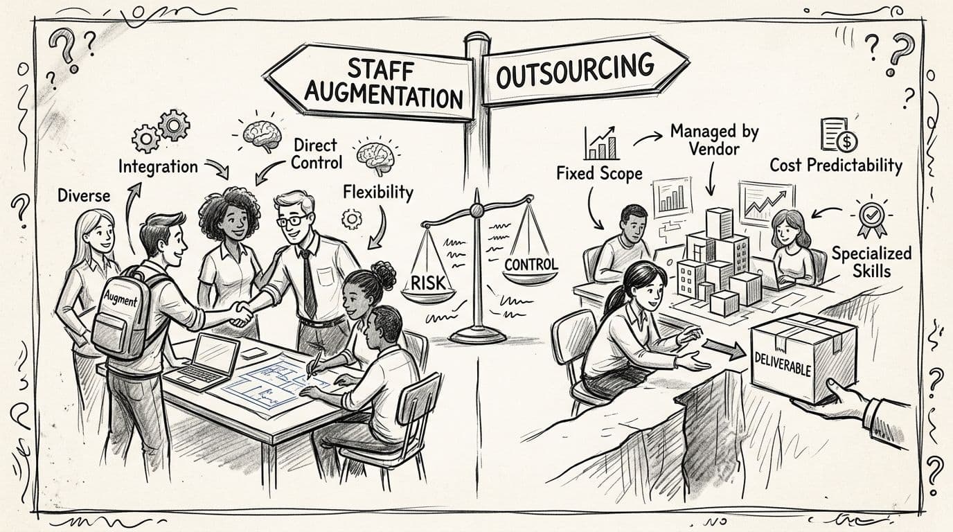How to choose between staff augmentation and outsourcing (2026 decision guide)